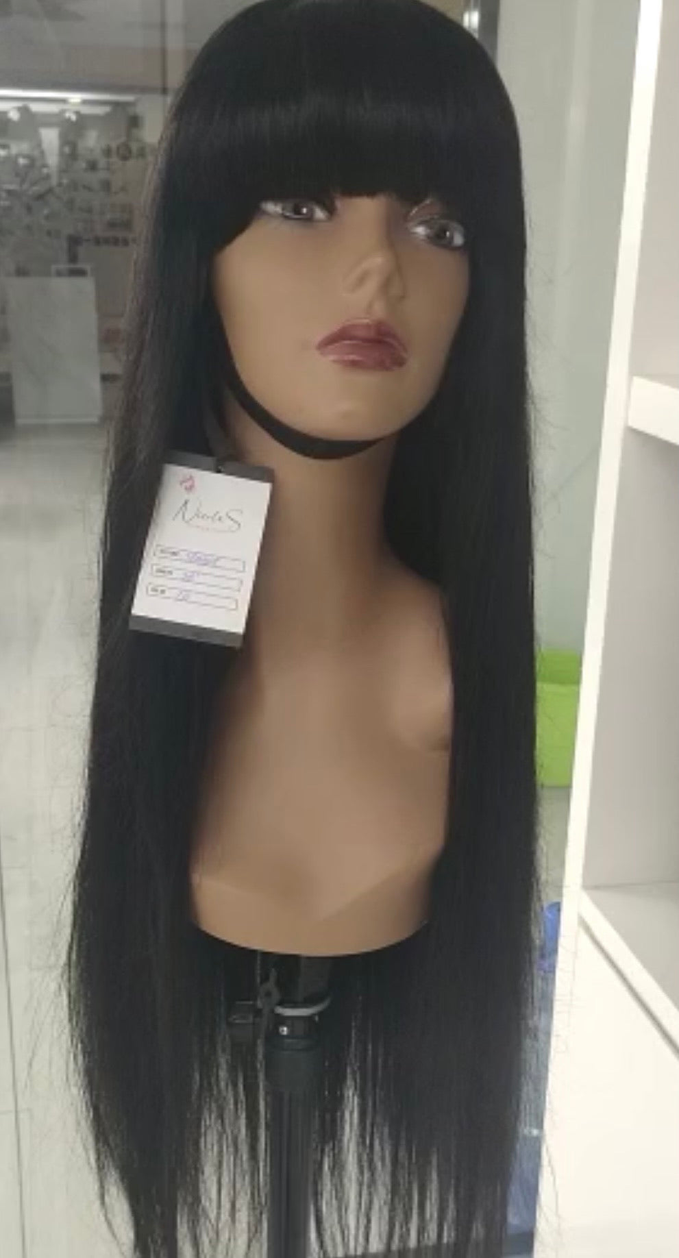 Straight human wig